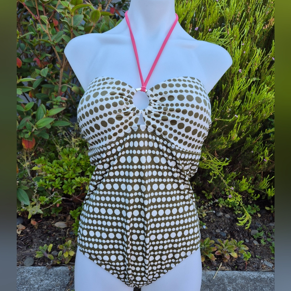 Boden Brown and White One Piece Swimwear with Flattering Fit Swimsuit